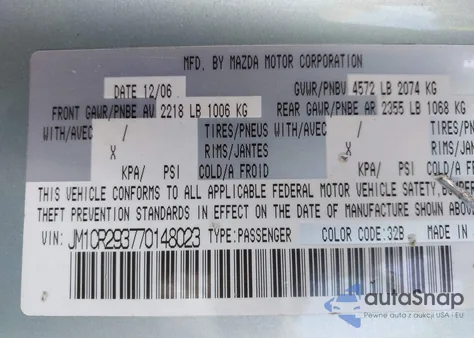 2007 Mazda Mazda5 Sport z USA, uszkodzony, nr VIN JM1CR293770148023